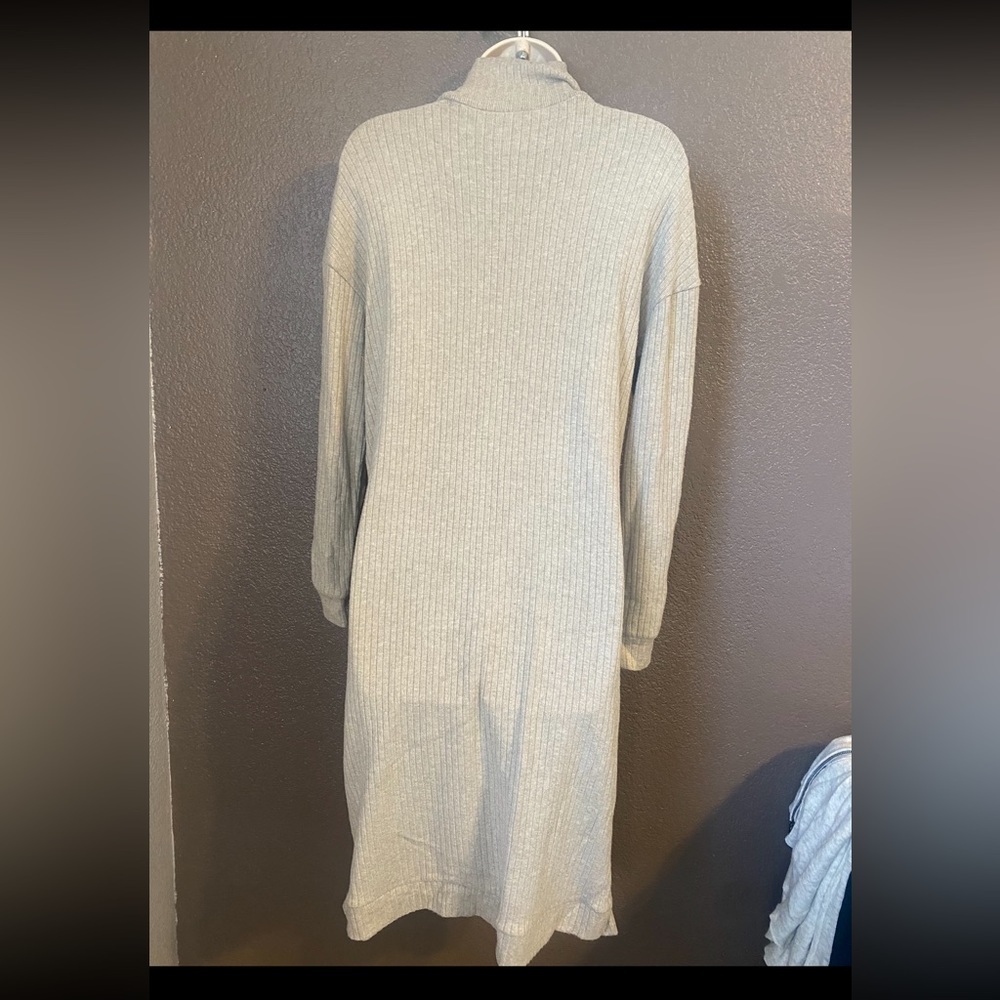 BB Dakota Steve Madden Heather Toffee Ribbed Mock-neck Sweater Dress Pockets - Picture 2 of 6